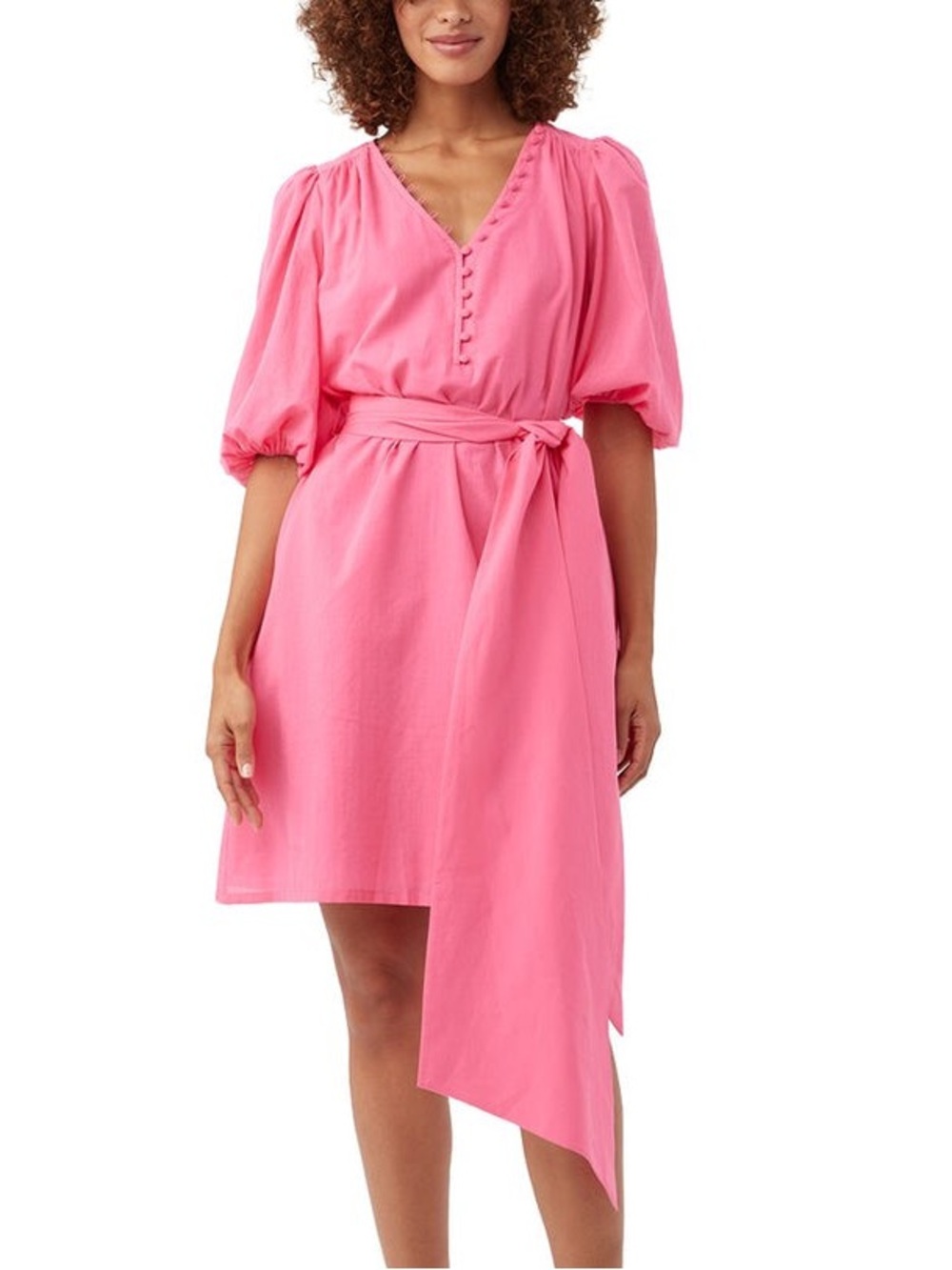 Trina Turk Pink Malina Short Sleeve Belted Cotton Voile Mini Dress XS NWT